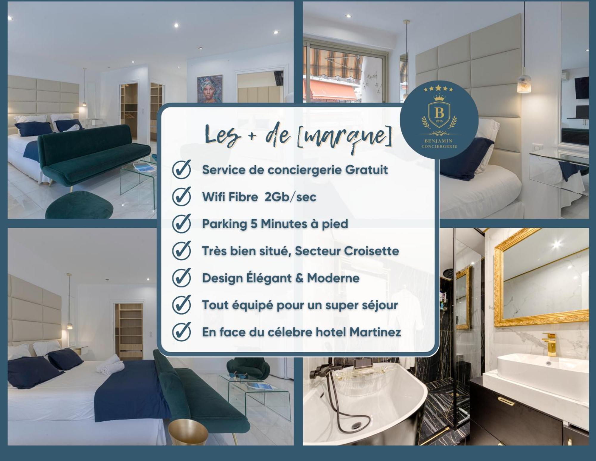 Luxury Maubourg - Vue Mer - Croisette 50M Plage - Clim - Terrasse Cannes Eksteriør bilde